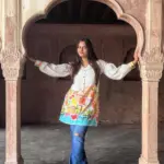 Priya Singh’s photo from a review of Cream Balloon Sleeve Kurti with Scenic Border Print