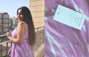 How to style an ikat dress - Lavender Ikat Dress by Bloomazz, styled on a balcony with fabric detail