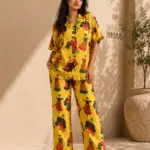 Yellow folk dancer print co-ord set , front view - Bloomazz